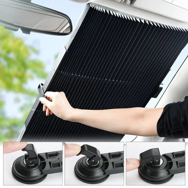 Car Front/Rear Window Sunshades Retractable Windshield Curtains for Sun Visor Car Sun Shades Summer UV Blocking Sun Protective