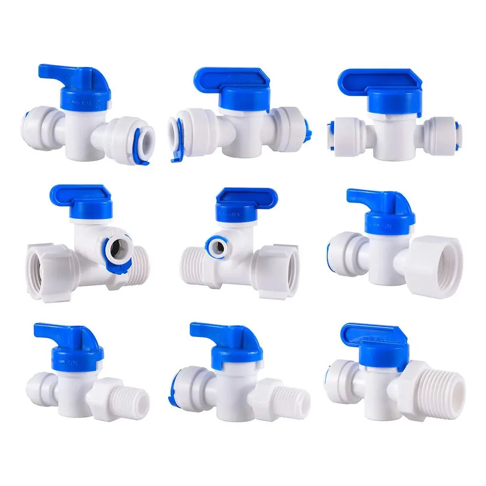 Water Straight Plastic Ball Valve 1/4" 3/8" OD Hose Quick Connect Male Female Thread 1/4" 3/8" Male 1/2" Female Reveser Osmosis