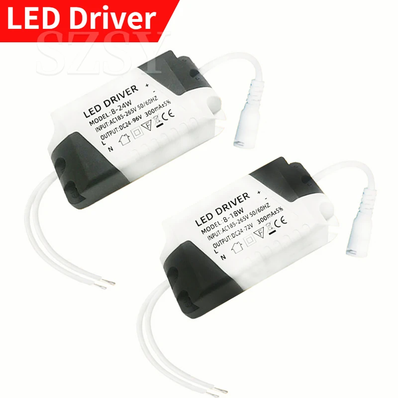 Driver LED 300mA 8-18W/8-24W AC 185-265V a DC 24V pannello trasformatore di illuminazione lampada a soffitto adattatore di alimentazione a striscia