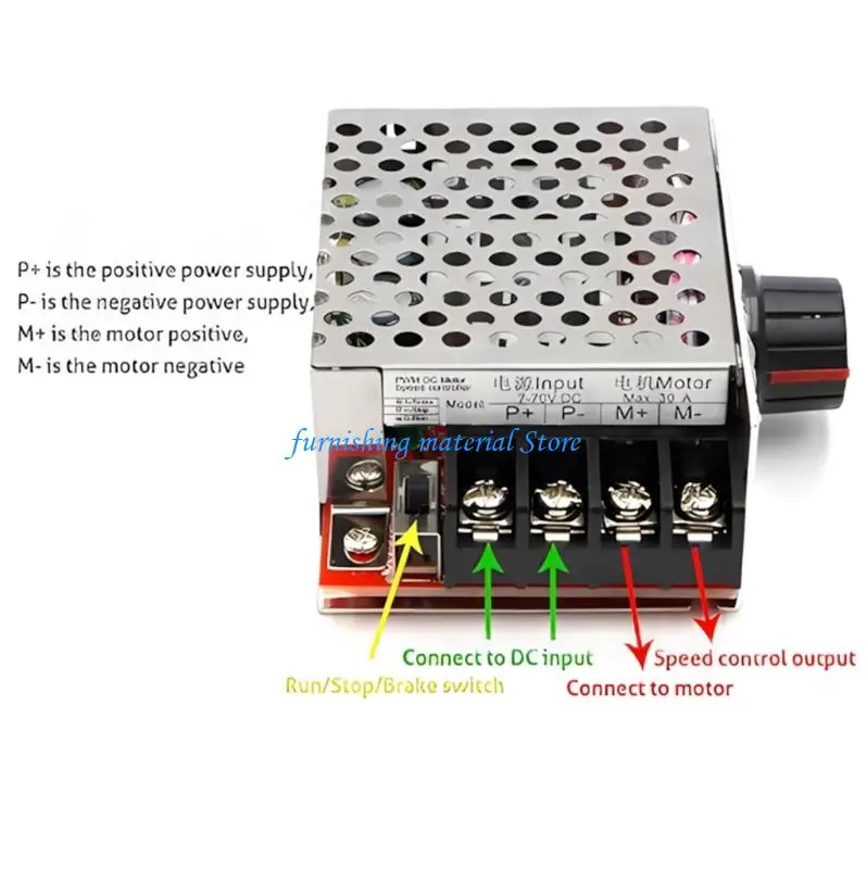 Y5GD Pack of 1 Tall Power PWM DIRECT CURRENT Motor Manager 30A 7 70V for Wiped Motors Hard wearing Potentiometer and Function