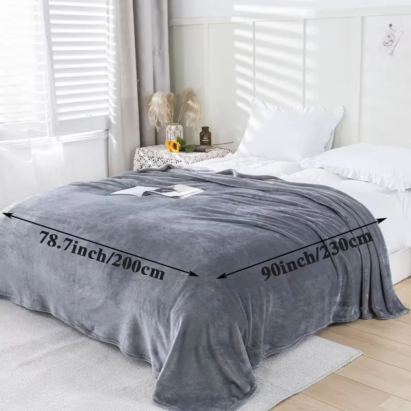 Gray Minimalist Solid Color Blanket Multi-Functional Flannel Blanket Cover Blanket Thickened Warm Minimalist Gray Blanket - Solid Color Multi-Functional Flannel Blanket Cover Blanket Thickened Warm Blanket - Ultra-Soft Comfortable Warm Lightweight M