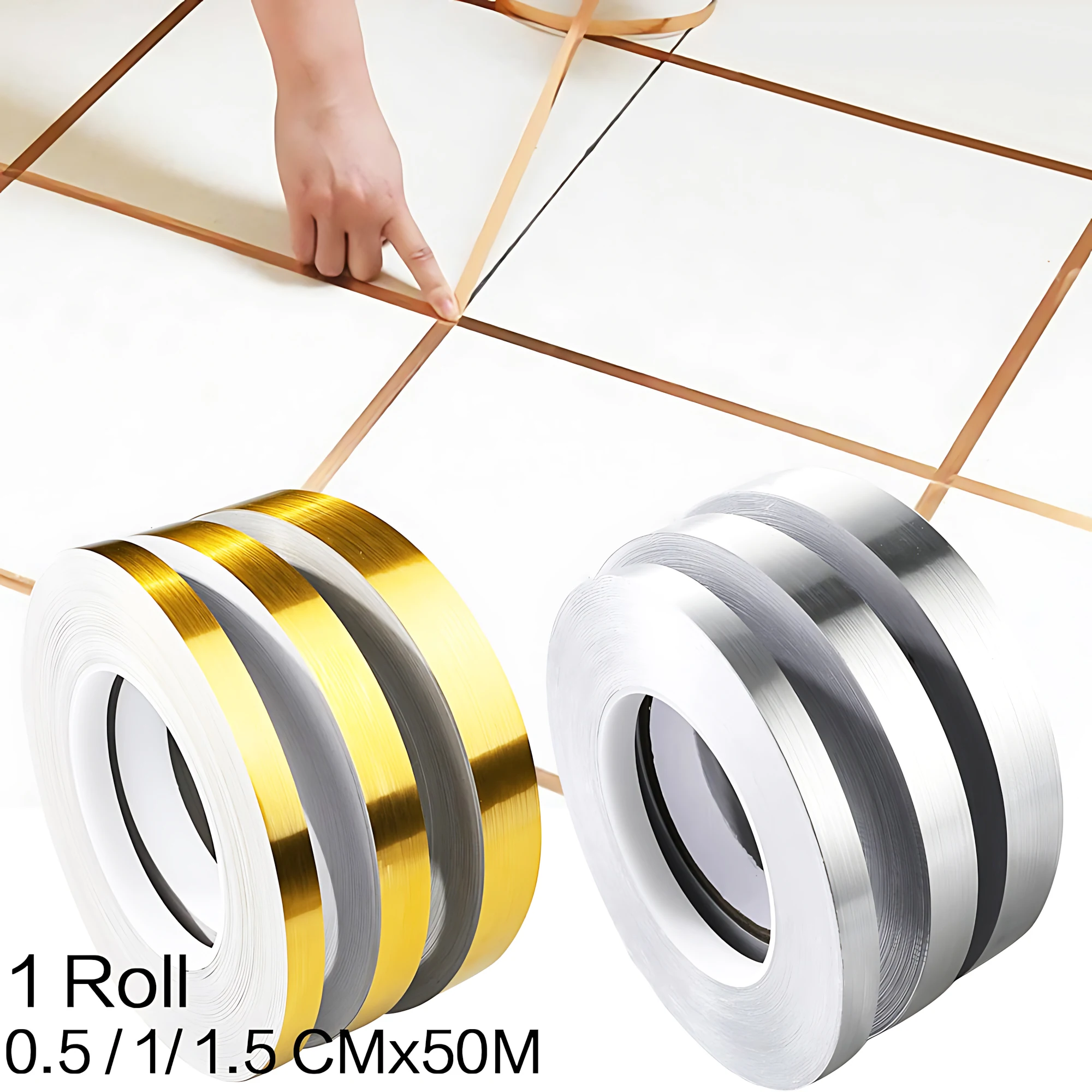 1 Roll 0.5/1/1.5cm*50M Ceramic Waterproof Mildewproof Decorative Gap Bathroom Kitchen Wall Sticker Self Adhesive Floor Tile Tape