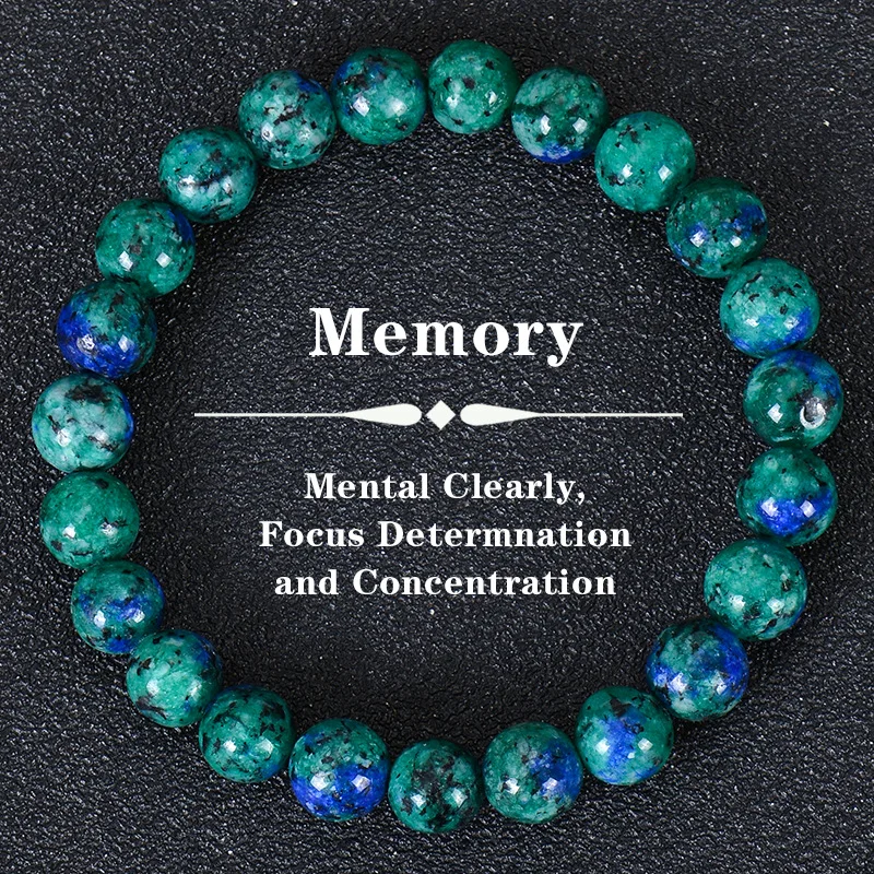 DAVINI 1pc  8mm Blue Natural Agate Stone Handmade Beaded Bracelet Lucky Positive Energy Bracelet Inspirational Jewelry Gifts