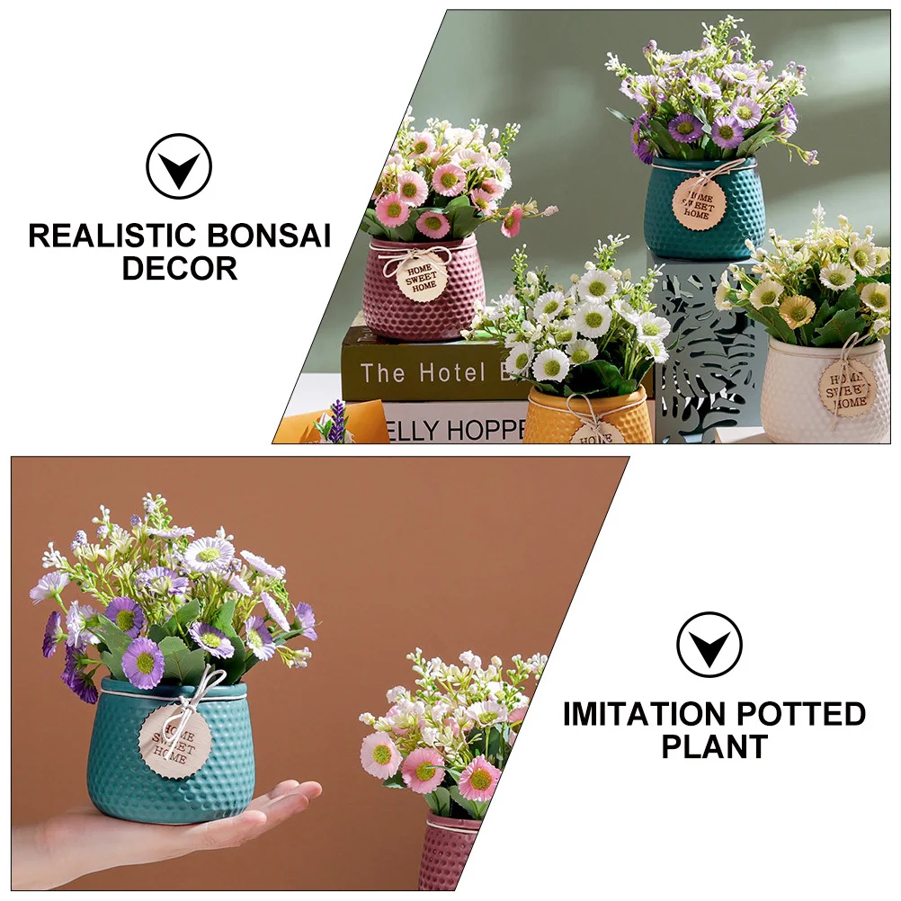 

Realistic Flower Bonsai Lifelike Daisy Adornment Faux Plant Artificial Potted Decor Desktop Fake Vivid Simulation