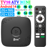 TV98 ATV MINI Android 14 Smart TV Box with Remote Dual Wifi6 4K HD HDR10+ TV Video Player Quad Core ARM Cortex-A53 Video Player