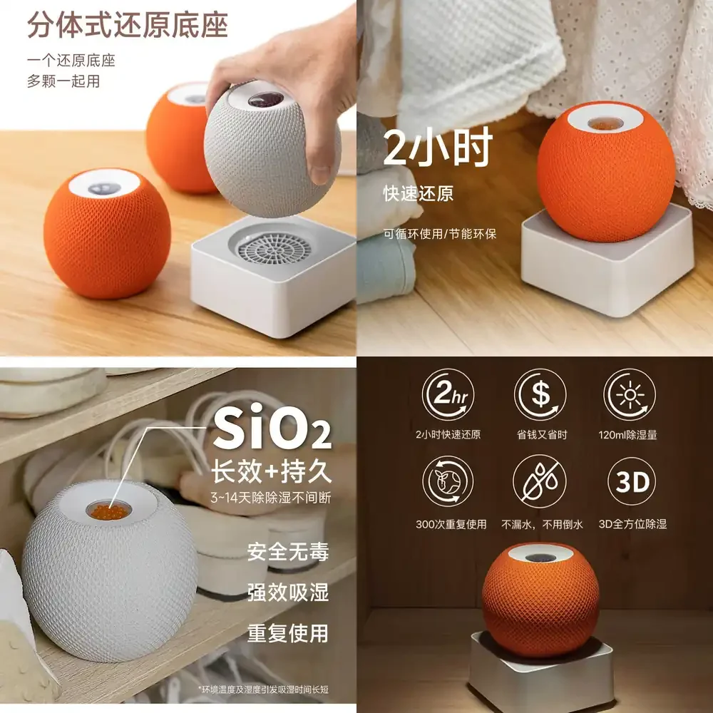 

Whaletoo New Silent Dehumidifier Reusable Dehumidifier for Wardrobes and Small Spaces