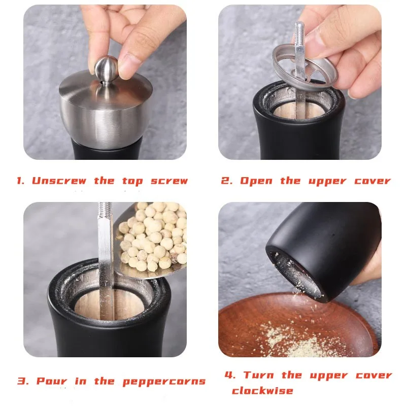 304 Stainless Steel Manual Pepper Grinder Kitchen Adjustable Ceramic Grinder Spice Mill 5\