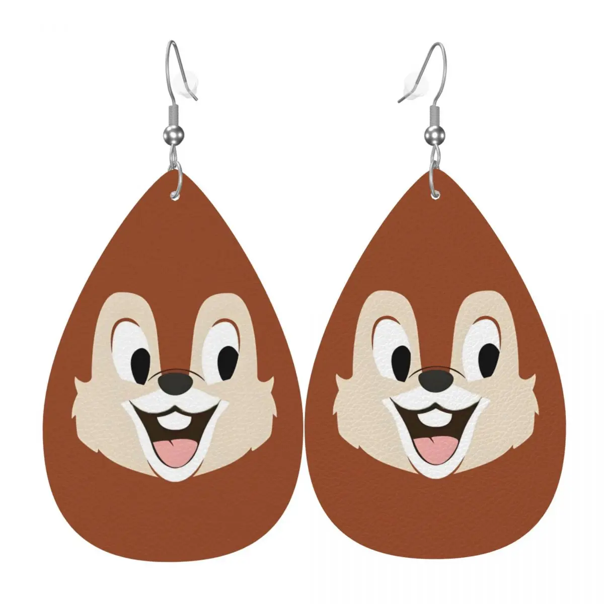 

Забавные кожаные серьги-капли с мультяшными персонажами Чипом и Дейлом для женщин, модные легкие кожаные серьги для вечеринок и праздников