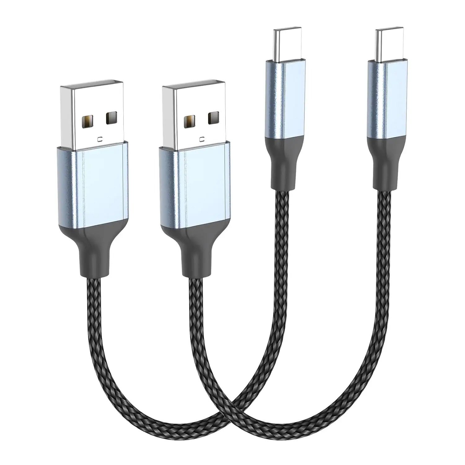 Short USB to USB C cable 1ft, 2-pack fast charging 1ft USB C cable for car braiding Short USB A to C 1ft charger cable for iPhone16/15 Pro/Max, Samsung Galaxy S24 S23, Google Pixel, iPad
