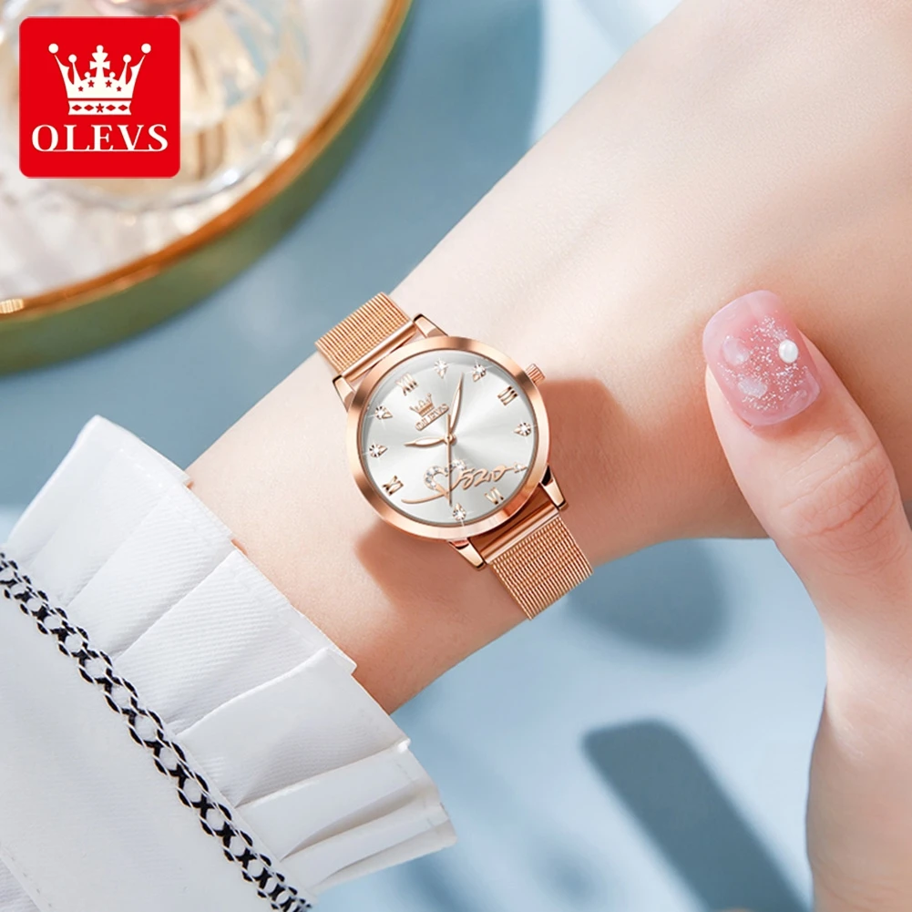 OLEVS Women\'s Watches Elegant Original Waterproof Stainless steel Luminous Top Brand Ladies Wristwatch Ladies Quartz Watch 2023