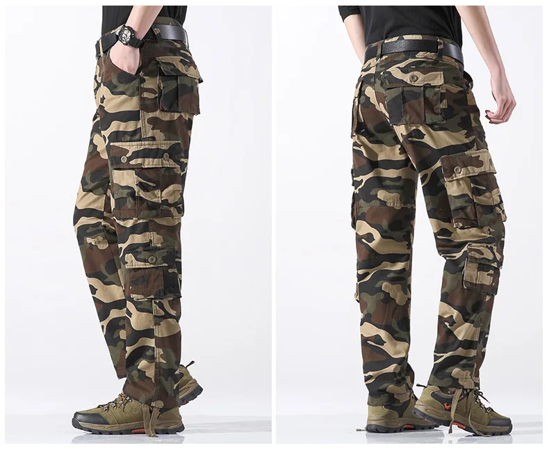 Neue Herren Outdoor Taktische Camouflage-Hosen Overalls Hochwertige Baumwolle Multi-Taschen Freizeithosen Männliche Sport-Trainings-Arbeitshosen – Detail 11