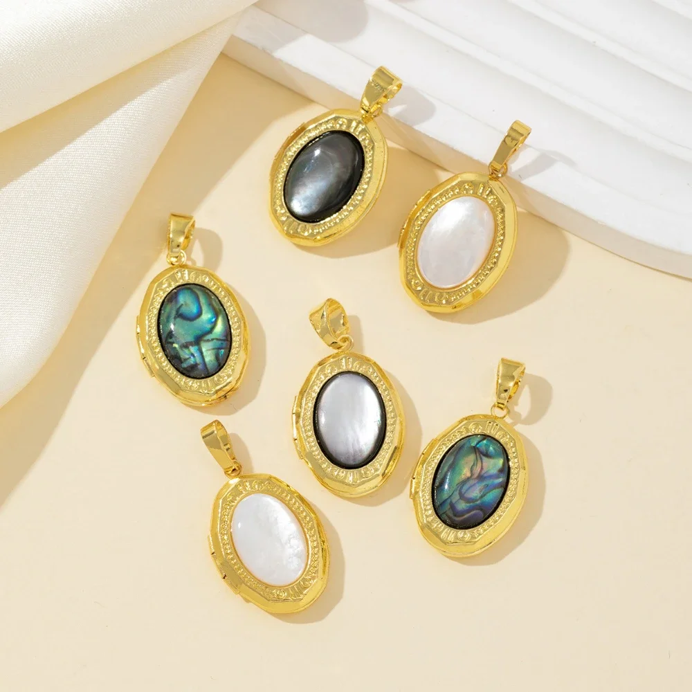 1 قطعة 16.5x30 مللي متر قذيفة الطبيعية البيضاوي الذهبي اللون ملفوفة قلادة جالبة للحظ لصنع عقد دي اي واي أقراط مجوهرات اكسسوارات