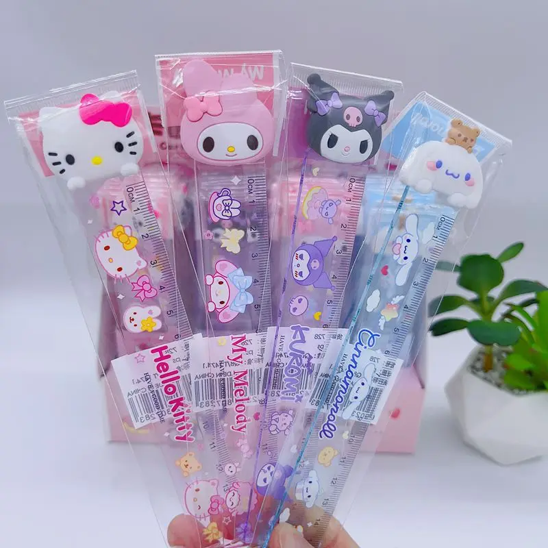 48pcs Sanrio Cartoon Ruler Transparent Rulers 15cm Measuring Drawing Tools Kuromi Stationery School Supplies For Students