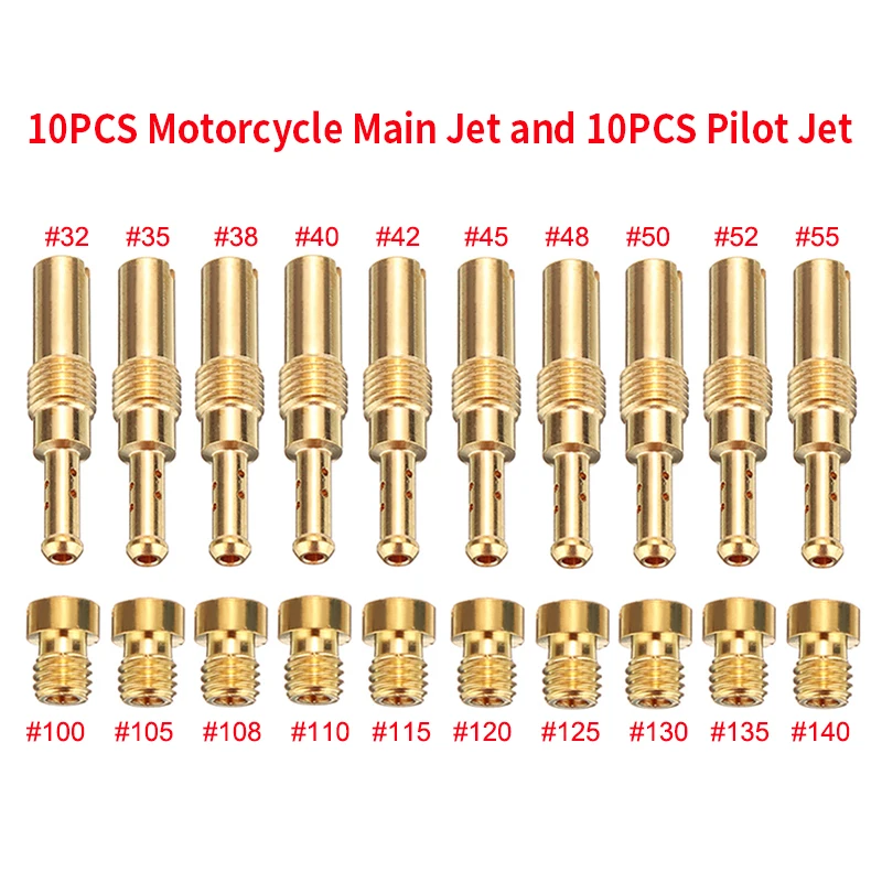 10Pcs Carburetor M5 Main Jet Kit & 10Pcs Slow/Pilot Jet For PWK Keihin OKO CVK PWM NSR KSR PWM Motorcycle Carburetor