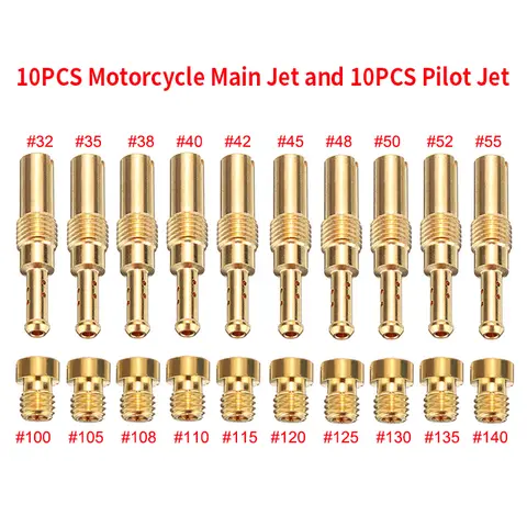 10Pcs Carburetor M5 Main Jet Kit & 10Pcs Slow/Pilot Jet For PWK Keihin OKO CVK PWM NSR KSR PWM Motorcycle Carburetor