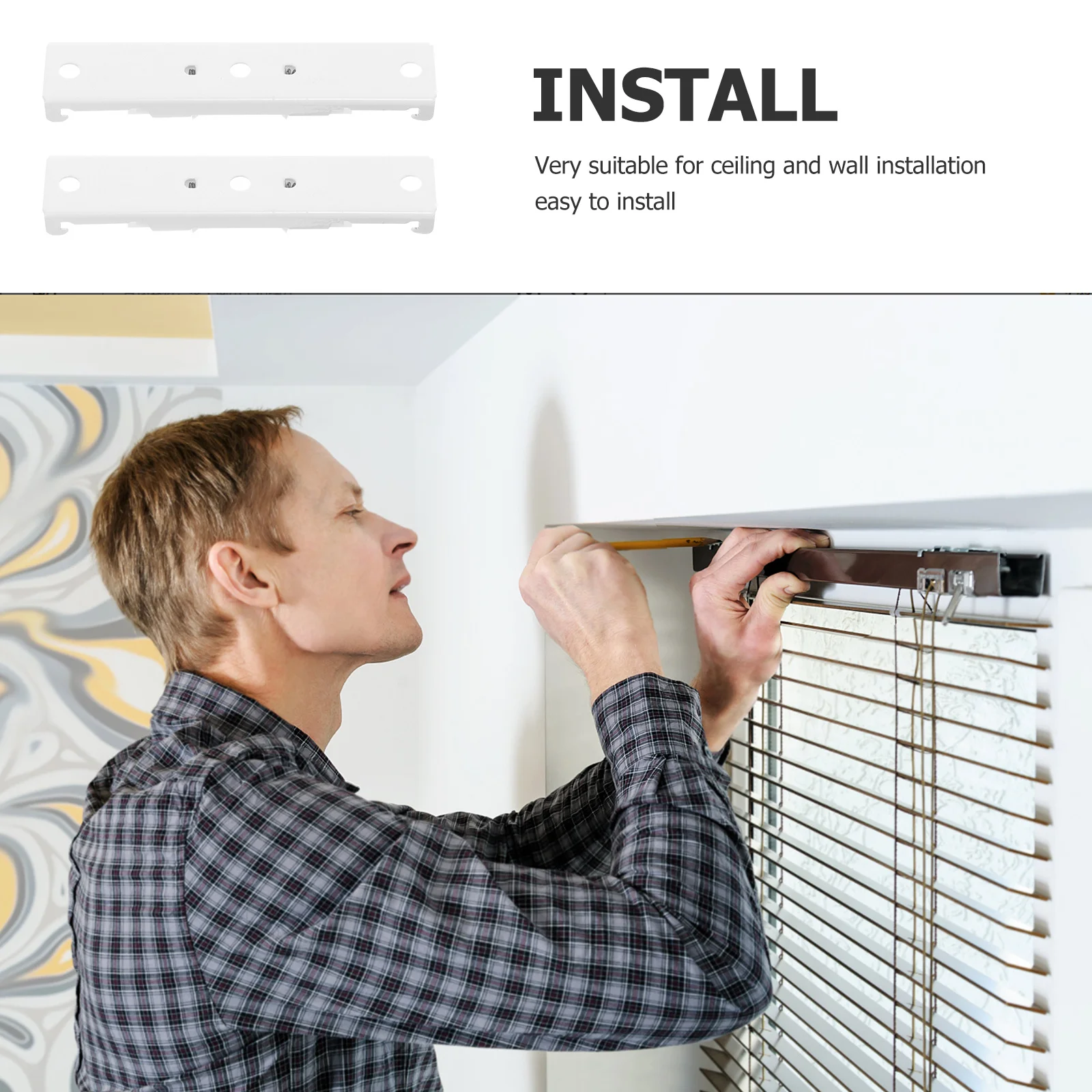 

10Pcs Curtain Track Brackets Iron Installation Code Wall Ceiling Mount Rust Resistant Curtain Rail Fixing Accessories