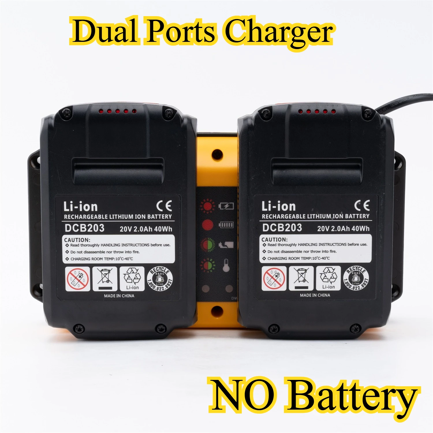 

Портативное быстрое зарядное устройство с двумя портами для литиевой батареи Dewalt 18 В-20 В DCB200 DCB203 DCB204 DCB205 DCB606 DCB609 (БЕЗ батареи)