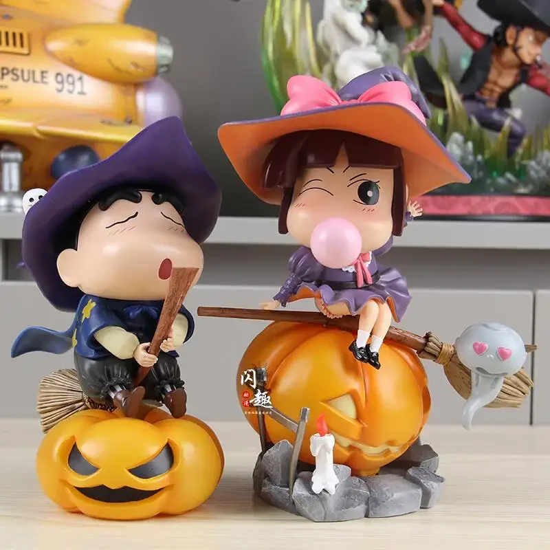 18-20cm Crayon Shin-Chan Can Emit Light Ai Jiang Xiao Ai Halloween Figure Model Decorate Toys Pumpkin Shape Gk Ornaments Gift