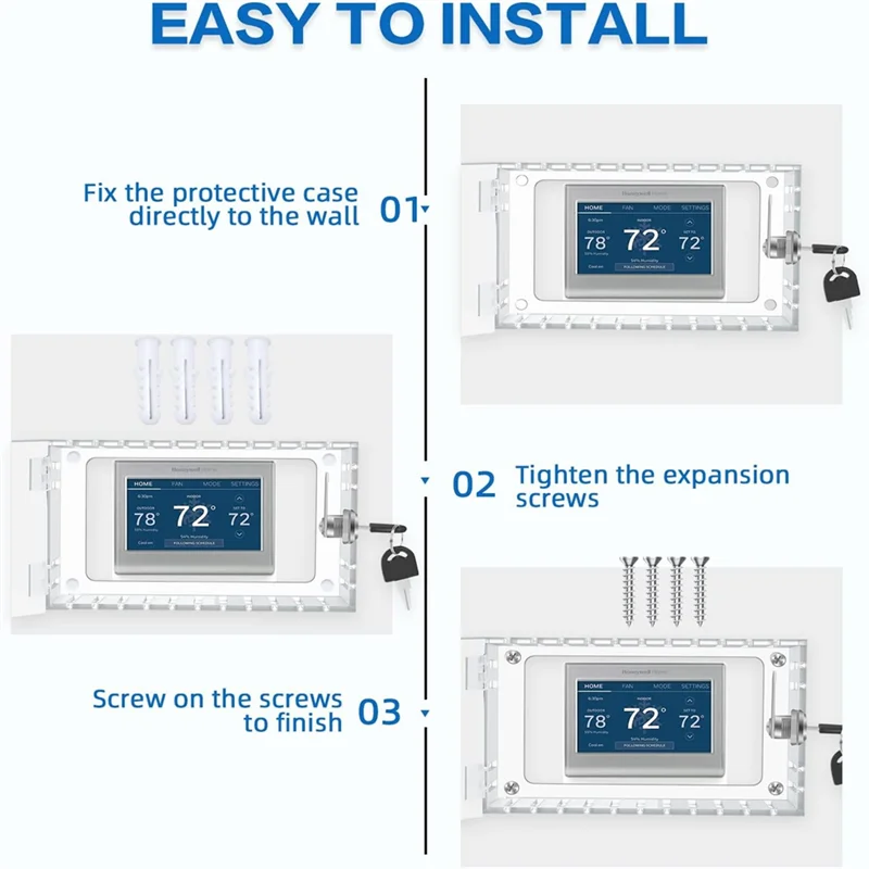 Thermostat schloss mit Schlüssel Universal-Thermostat abdeckung mit Schloss, durchsichtiger Thermostat schutz für die Wand