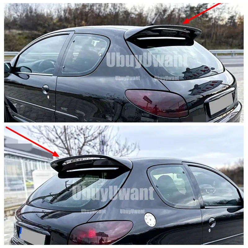 

For 2013-2018 Peugeot 206 Hatchback Rear Trunk Lid Roof Spoiler Wings ABS Plastic Black Carbon Car Exterior Tuning Accessories