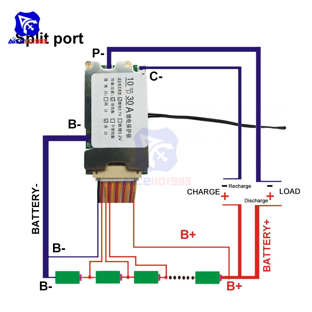 BMS 10S 36V 15A/30A/35A mit Balancierfunktion, Li-Ionen-Lithium-Batterieladegerät, Schutzplatine, Batterie-BMS-Funktion, E-Bike – Detail 4