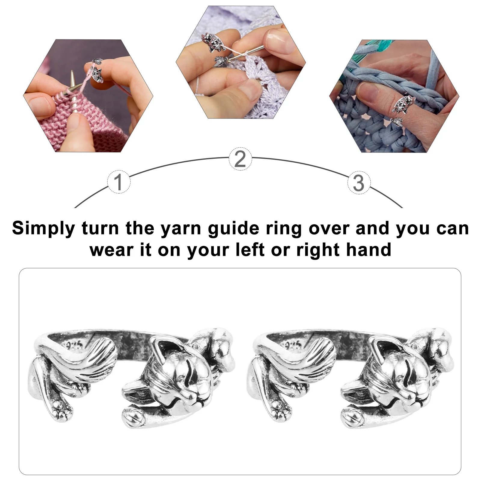 

5Pcs Knitting Loop Ring Crochet Yarn Guide Reusable Braided Ring Cat Shaped for Consistent Tension DIY Crafting