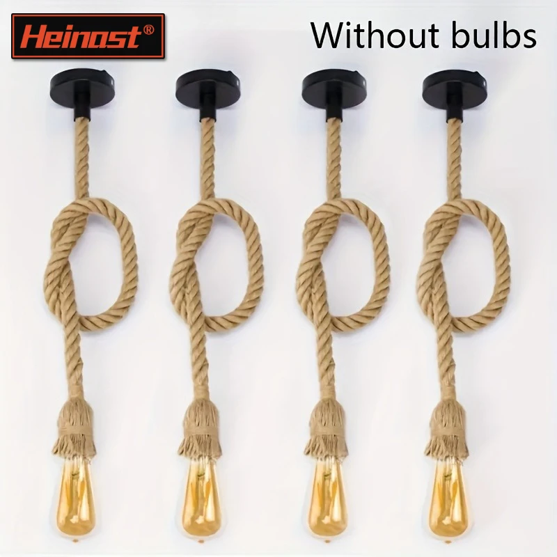 

Retro Hemp Rope Pendant Light Base Vintage Industrial Chandelier E27 Ceiling Hanging Lamp for Loft Living Room Bar(No Led Bulb)