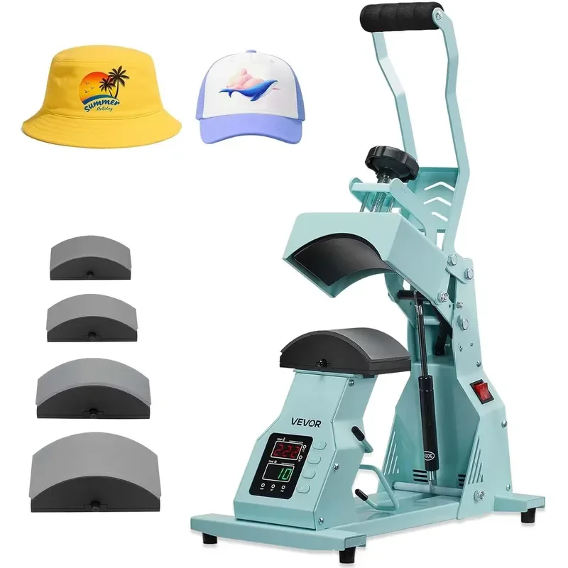 STROVAN 4-in-1 Heat Press Machine for Hats,Teflon-Coated Heat Plate, Easy Temperature Control Non-Slip Base, Four Replaceable