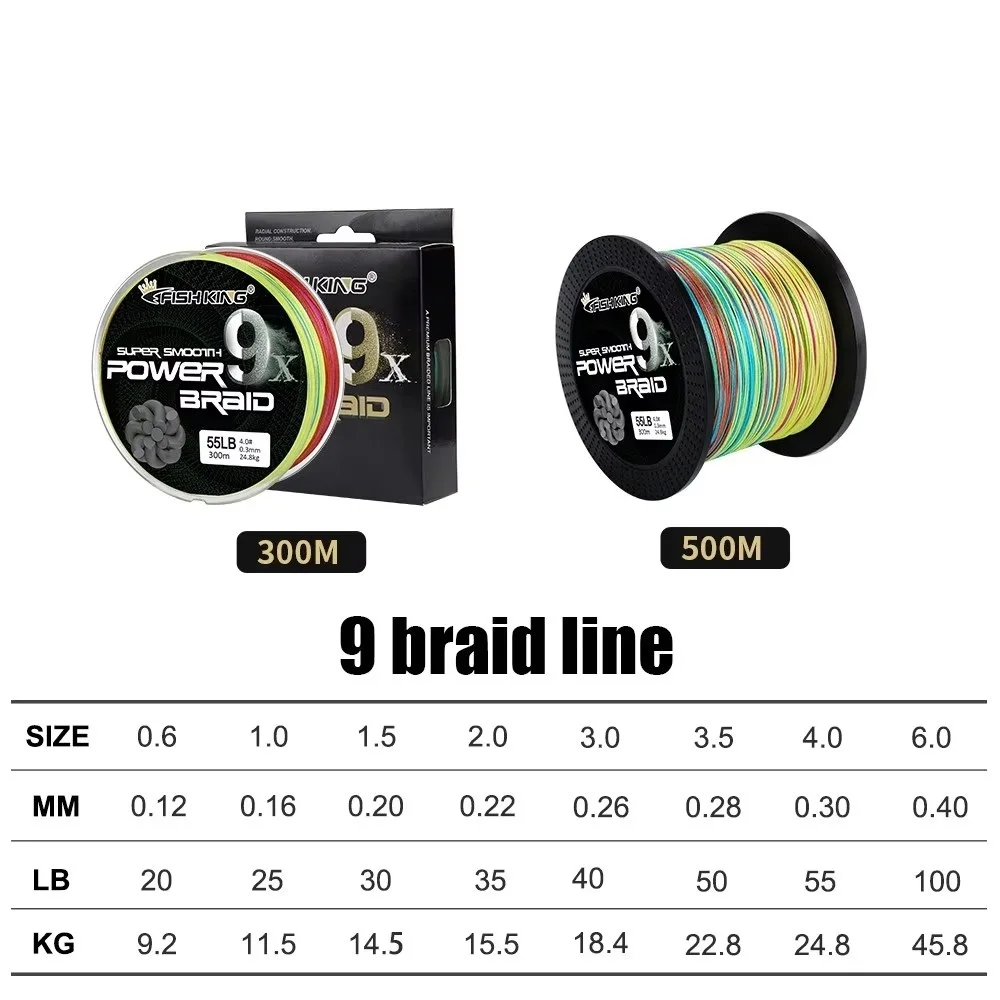 NGB 300M/500M PE 낚시 라인 여러 가지 빛깔의 9 가닥 땋은 라인 20-100LB 보트 낚시 태클 용 멀티 필라멘트