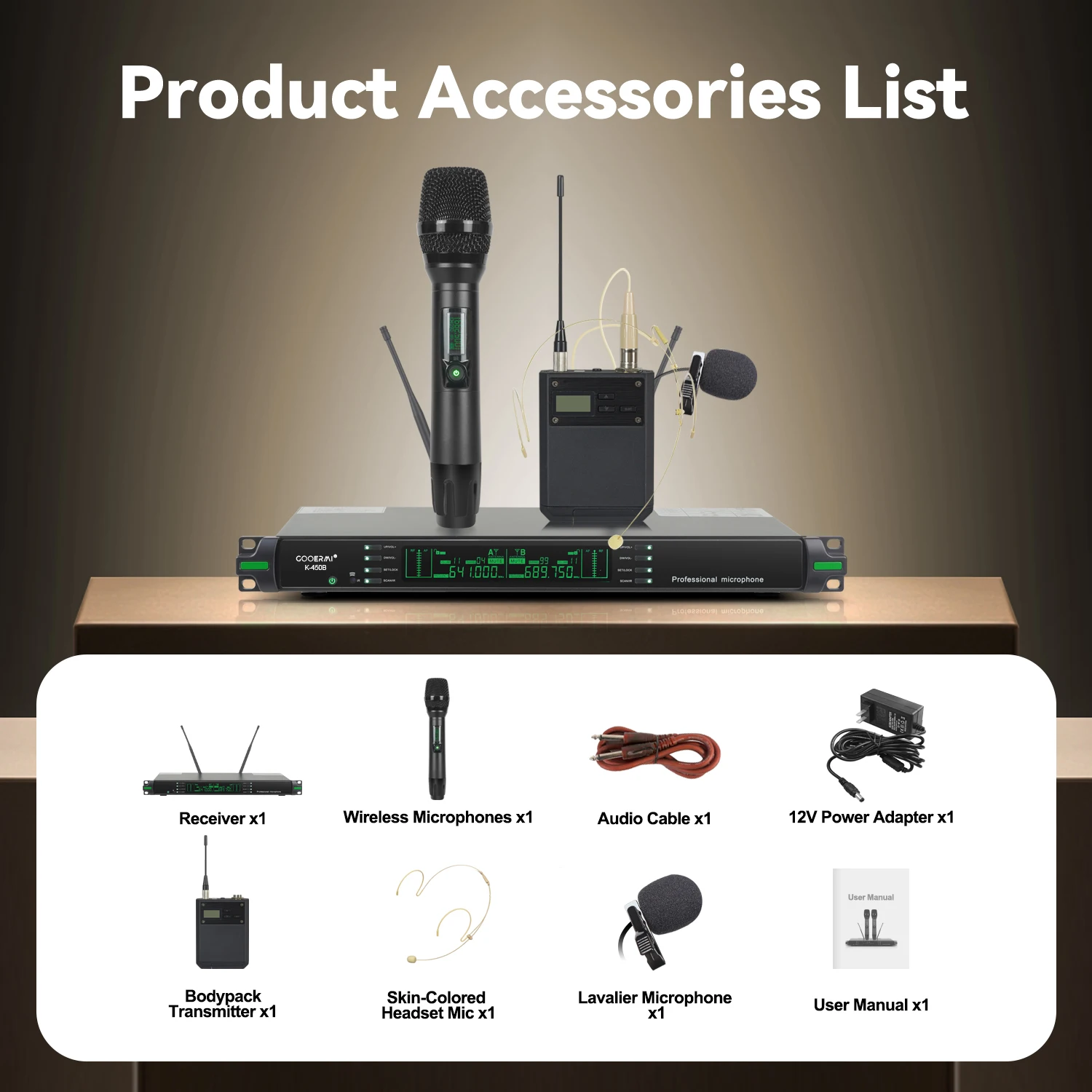 GOOERMI K450B Dual Channel UHF - đánh giá và giá Uhf Wireless Microphone System Dual Channel