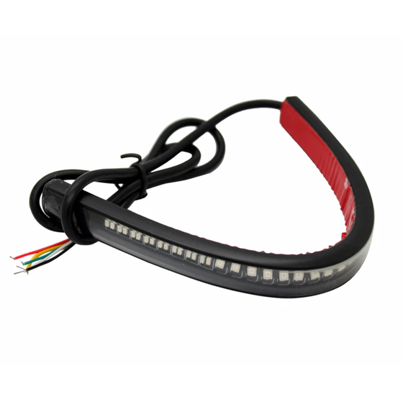 Brake Stop Turn Signal Light License Plate Lamp Tail Flexible 32LED Motorcycle Strip Light Red + Amber Color LED Motor Styling