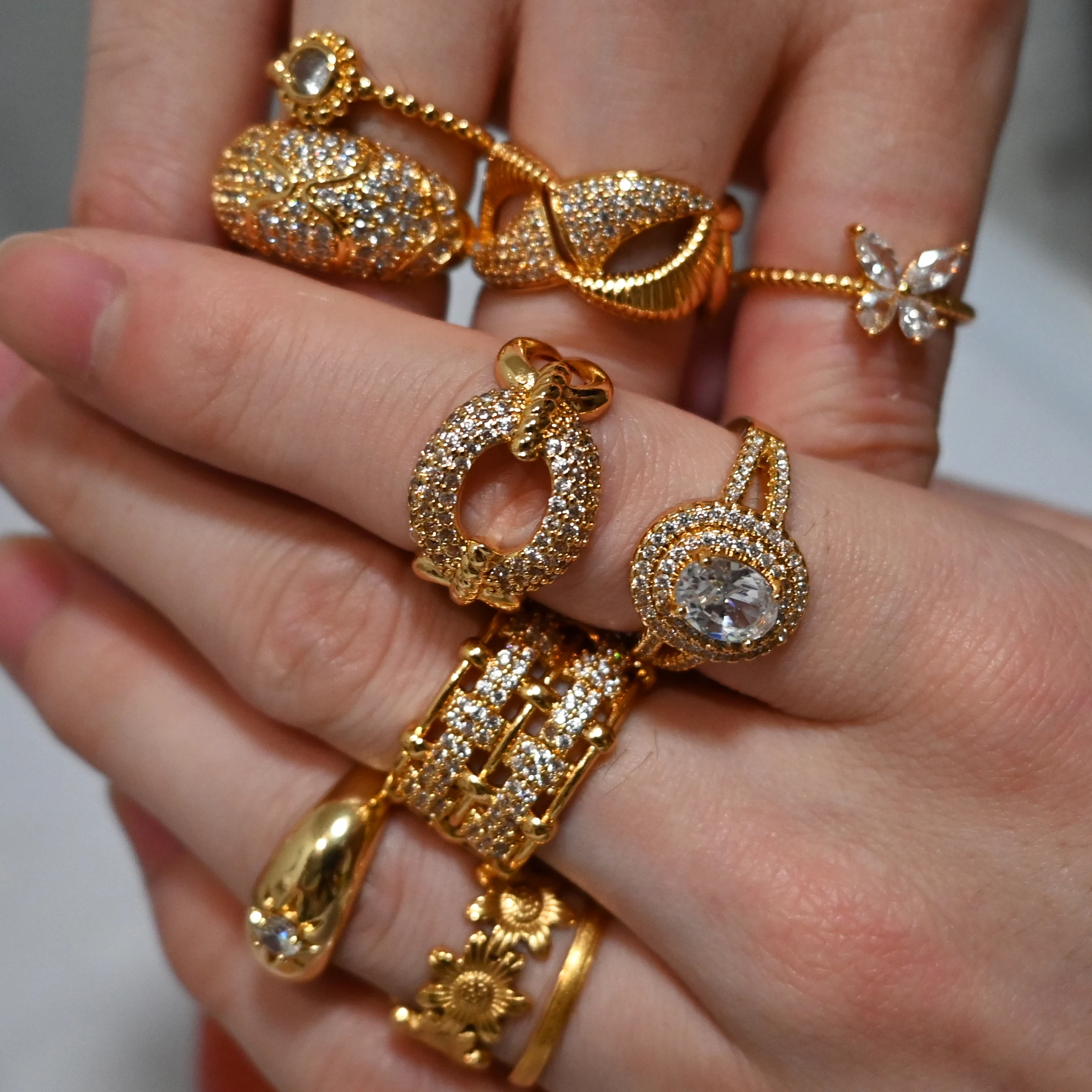Luxury Gold Plated Stainless Steel Geometry Rings For Women Men Open Adjustable Charm Finger Ring Wedding Party Fashion Jewelry