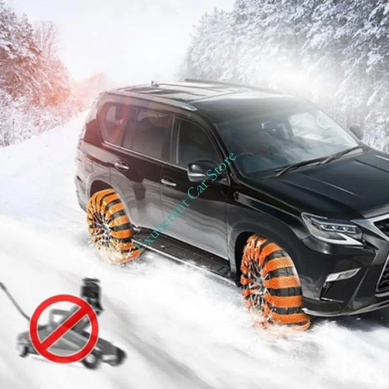 Emergency Tire Grip Straps, 10Piece Textured Track-Style Set for Temporary Assistance on Snow, Ice, Mud, and Sand