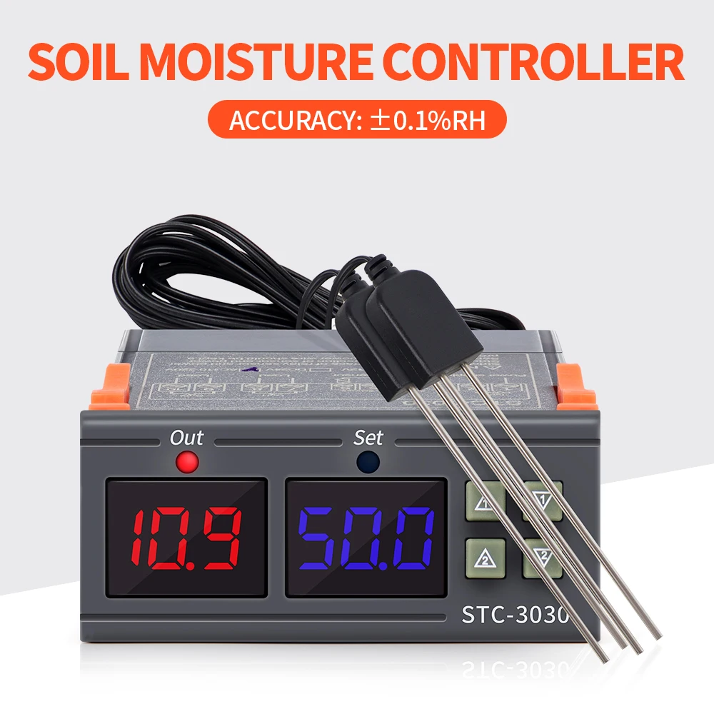 

STC-3029 STC-3030 STC-3031 LED Display Soil Moisture Controller Humidity Thermoregulator for Plant Soil Monitor Meter Hygrometer