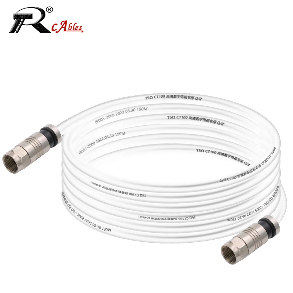 Cavo coassiale DH RG6 Rame massiccio Doppia schermatura F Connettore maschio Audio Video TV Cavo digitale Antenna Internet e satellitare