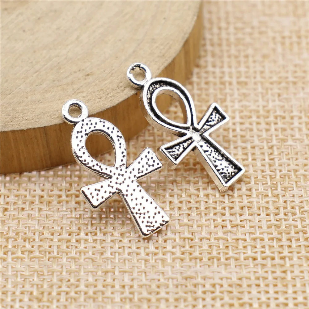 10pcs 25x14mm Alloy Charms Egyptian Ankh Symbol Pendants EF3716