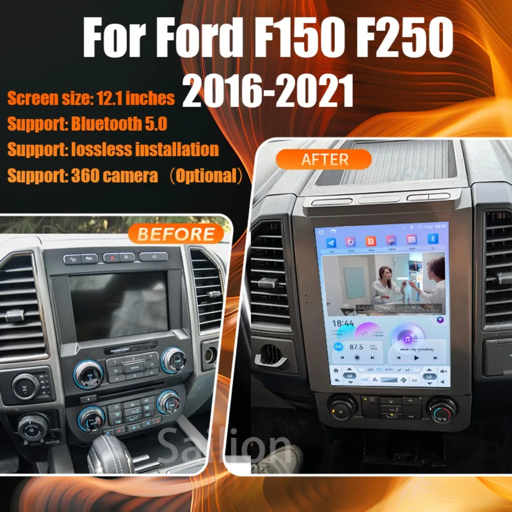 NEW Wallpaper Android15 Car Radio For Ford F150 F250 2016 2017 2018 2019 2020 2021 12.1