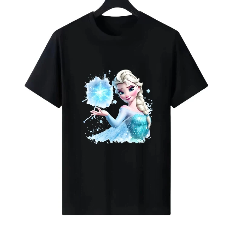ديزني فروزن طباعة نمط امرأة الوالدين والطفل الملابس جولة الرقبة سترة رياضية السيدات رخيصة Y2k قصيرة الأكمام تي شيرت بلوزات