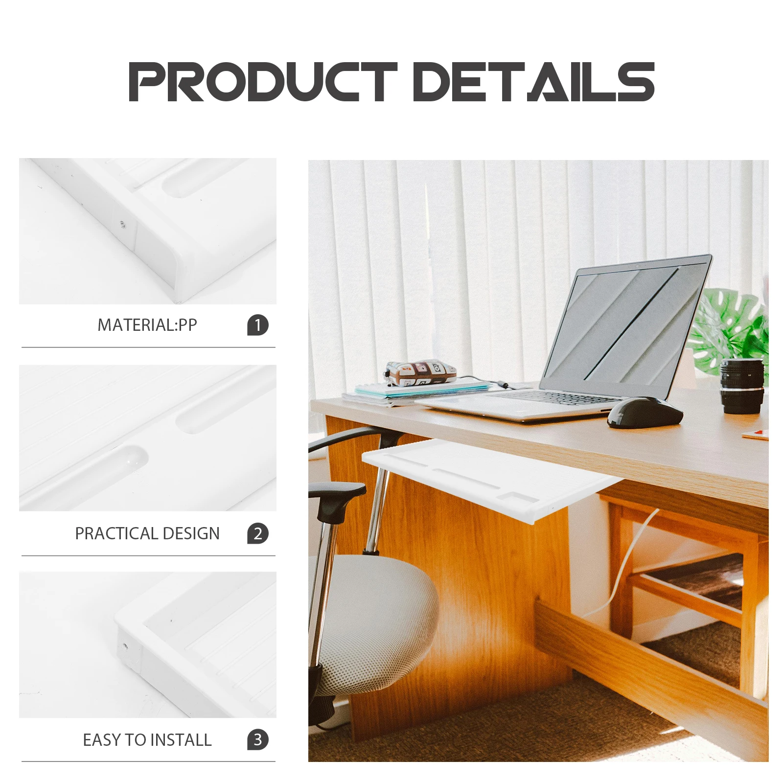 

Gray White Durable Under Desk Keyboard Tray With Sliding Drawer For Office Use Space Saving Pc Computer Accessories