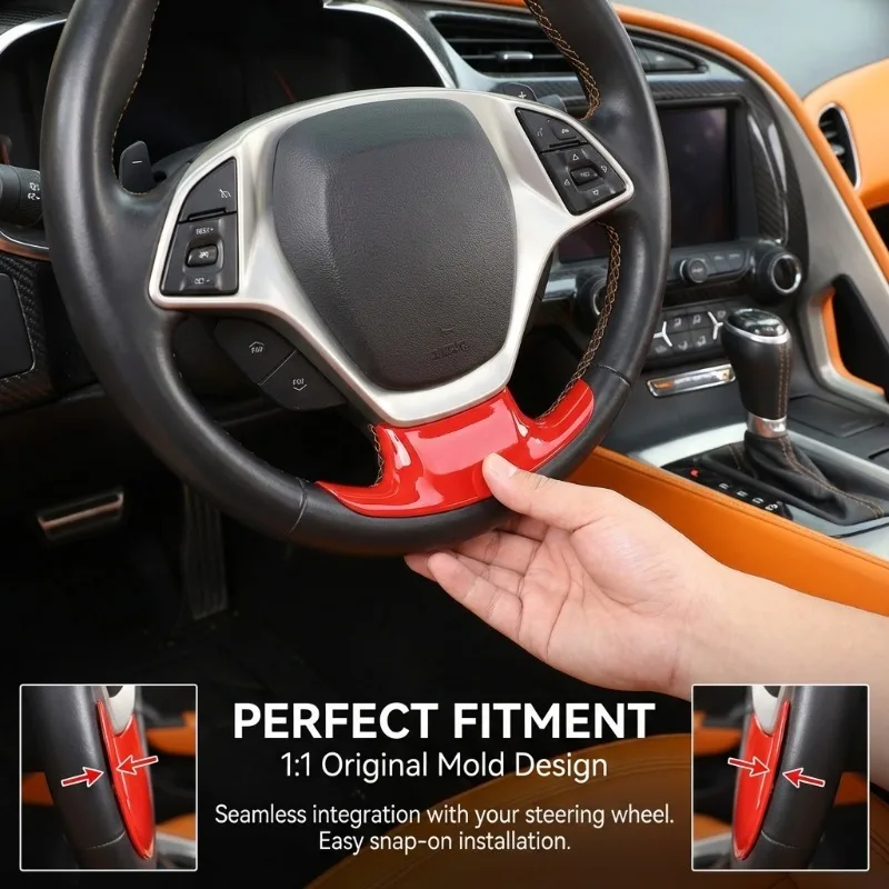 

Suitable For Chevrolet Corvette C7 2014-2019 ABS Carbon Fiber Car Steering Wheel Cover Trim Sticker Car Interior Accessories