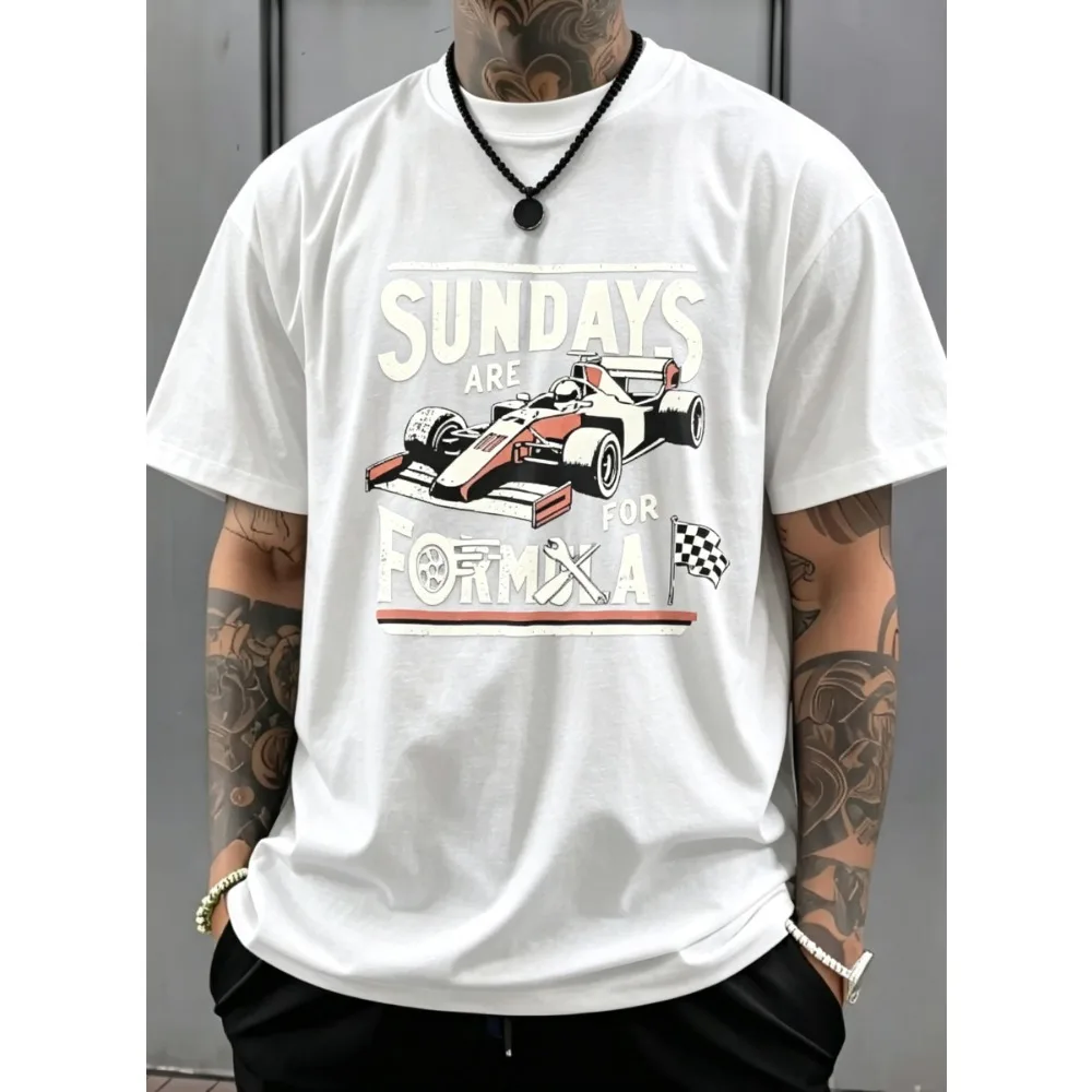 2026 New Men Motorsport Streetwear T-shirt, Dark Green Round Neck Casual Short Sleeve Top, Perfect Gift for Car Lovers
