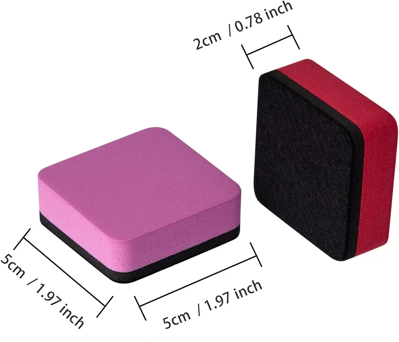 40 Pack Magnetic Whiteboard Erasers, 2x2x0.75in Dry Erase Erasers for Classroom Home Office, 8 Colors