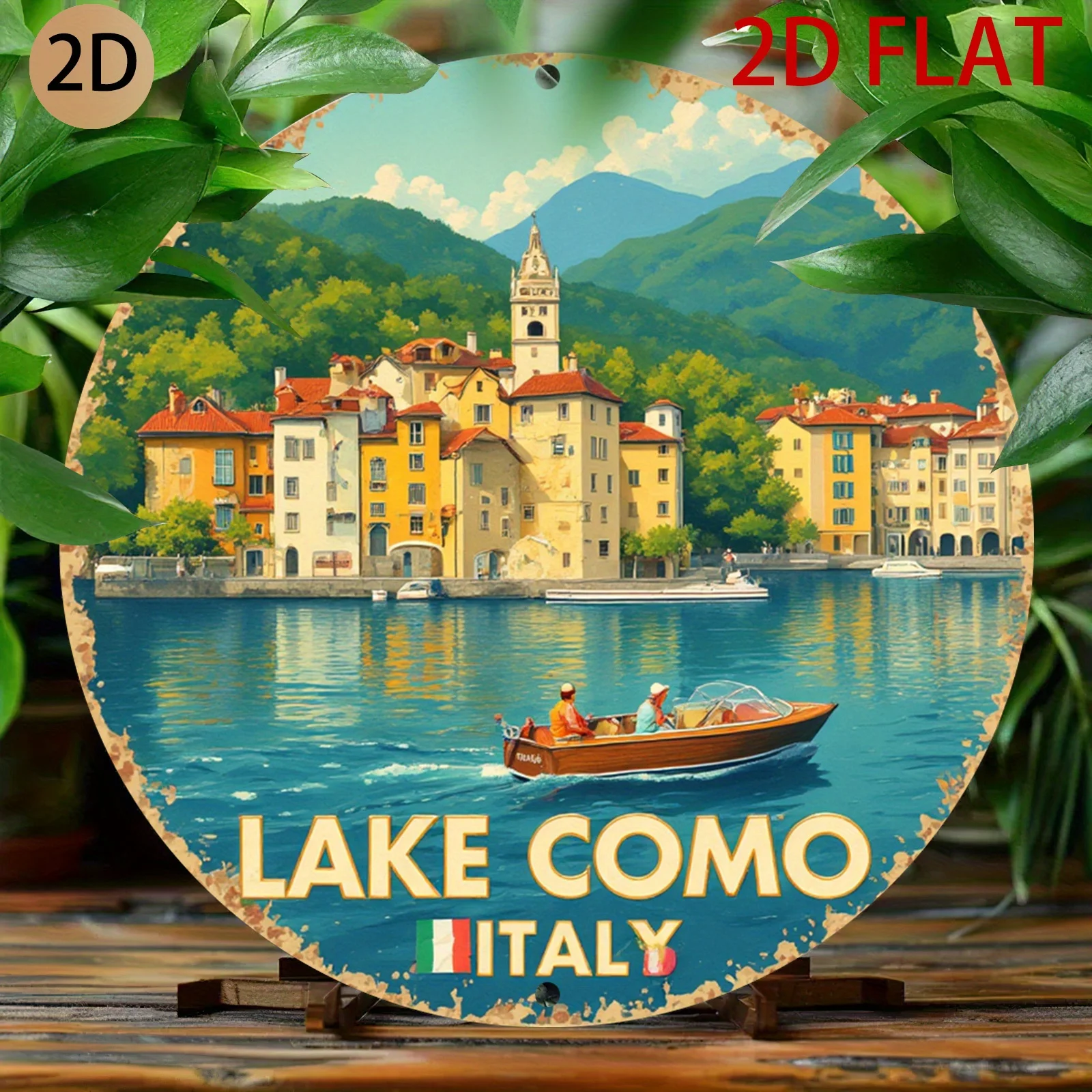 Italian Lake Como Metal Wall Art - Retro Tin Sign Suitable for Home or Travel-Themed Decor - Vintage Italian Scenery Wall Hangin