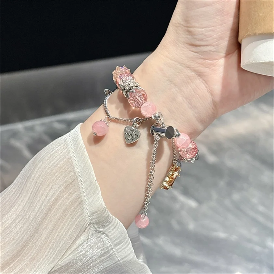 New Women\'s Personalized Creative Crystal Stone Fantasy Butterfly Glass Ornament Watch Strap Compatible with Apple Watch 49mm 45