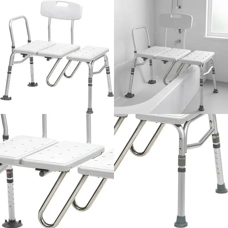 Lightweight Aluminum Bath Transfer Stool Height Adjustable Shower Chair Non Slip Tub Seat for Elderly Disabled