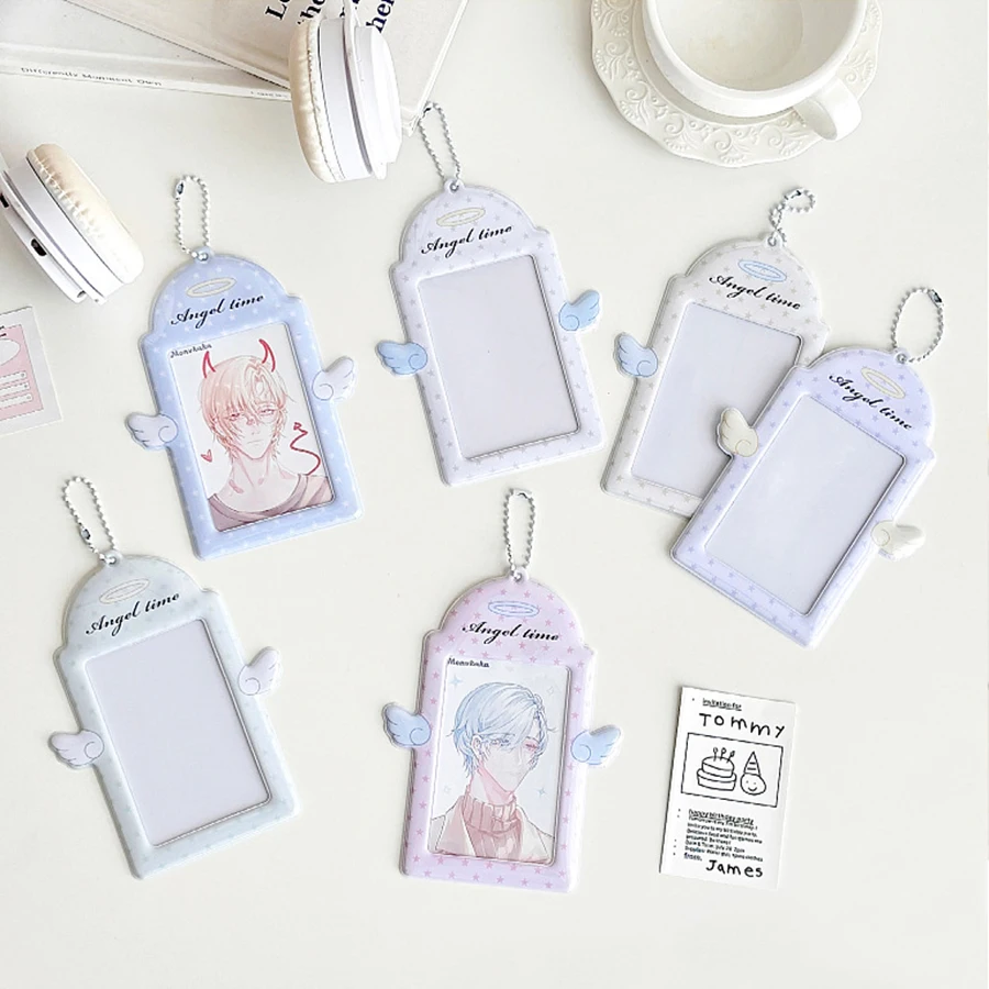 Photo Card Holder Keychain Id Badge Holder,3 Inch Photocards Holder Protective Sleeves Id Case Holder
