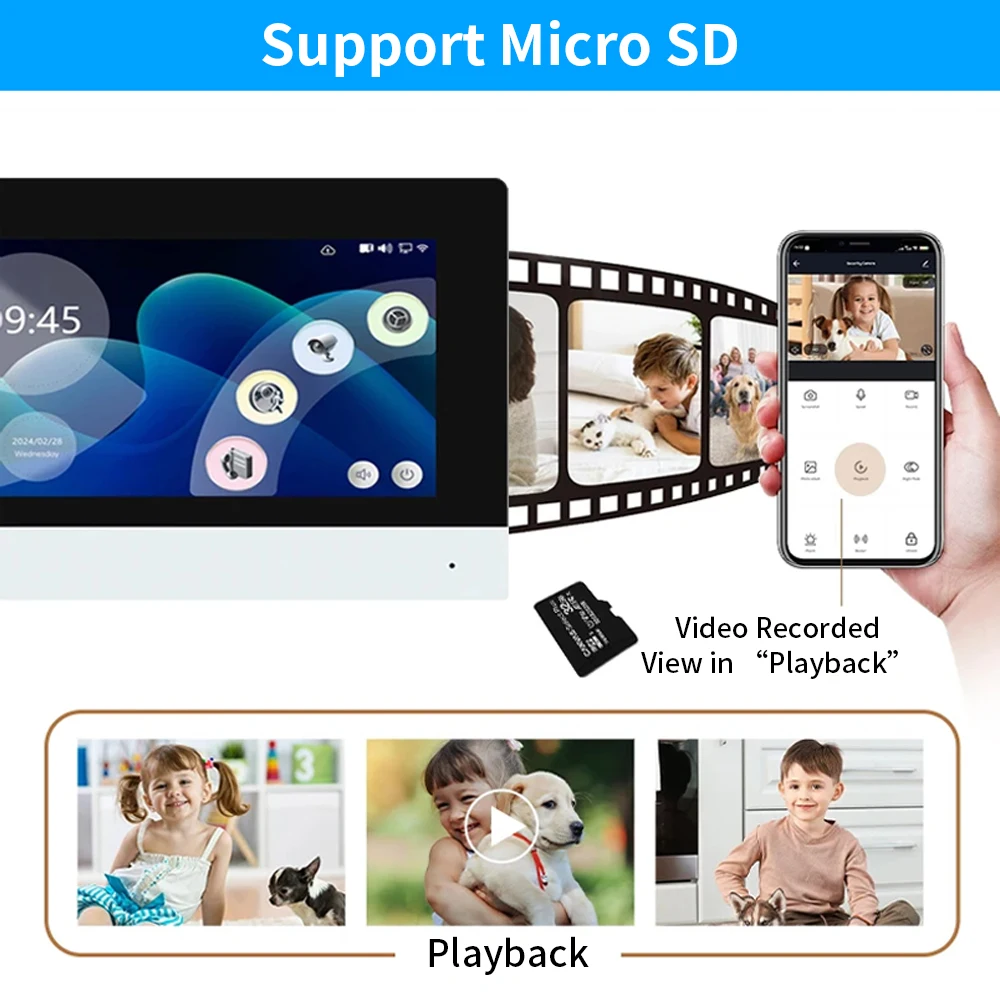 Support Tuya App 7/10 Inch Video Intercom Kits Smart Home Video Doorphone System 1080P Wired Doorbell Camera Full Touch Monitor