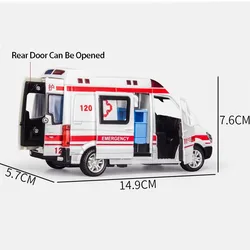 1:36 Schaal Stad Ambulance Model Speelgoed Auto Legering Diecast SWAT Auto Trek Geluid Licht Deuren Geopend Politie Voertuig voor Jongens Geschenken