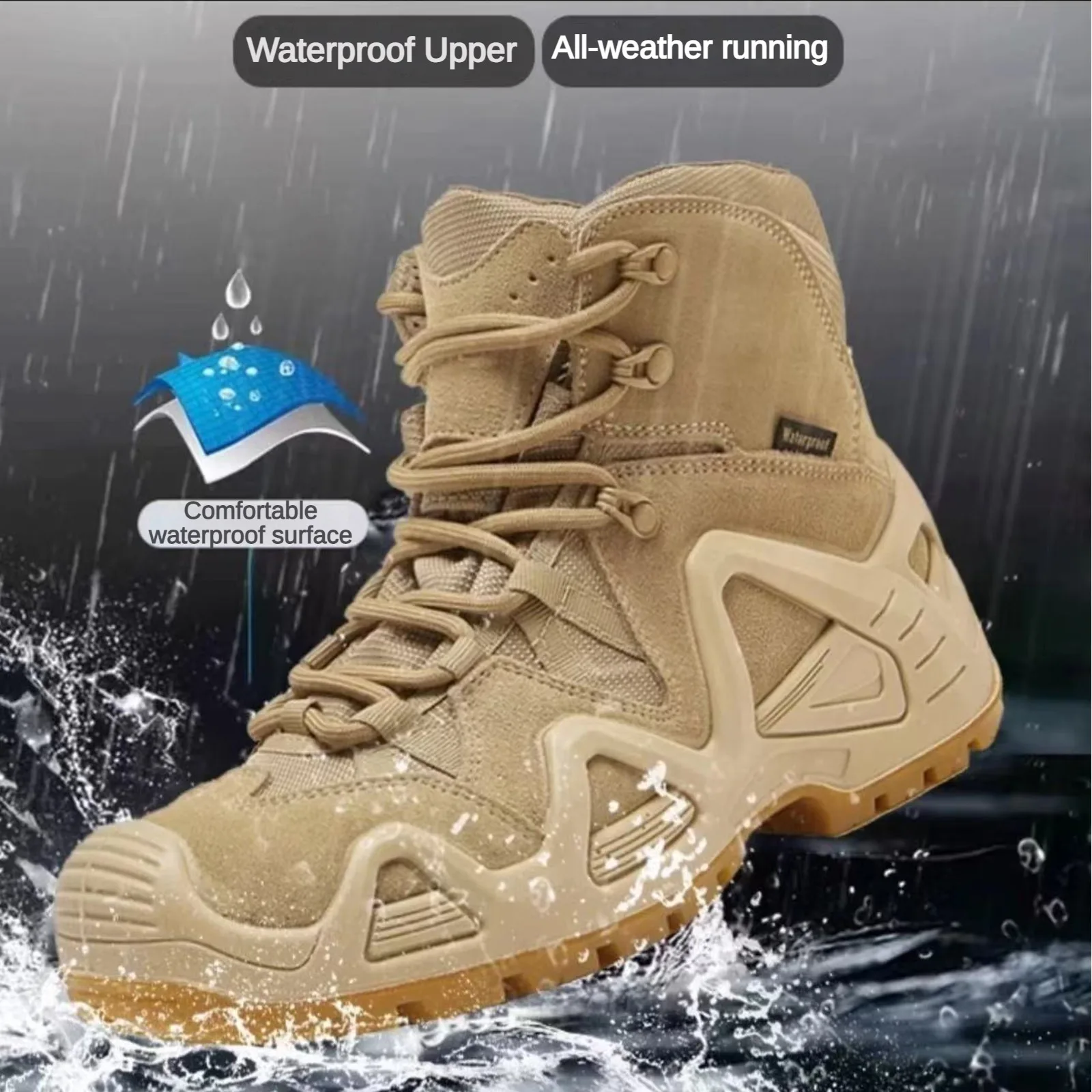 LAHORSSWAT Waterproof Men Tactical Training Desert Boots Male Outdoor Camping Hiking Climbing Trekking Hunting Non-slip Shoes