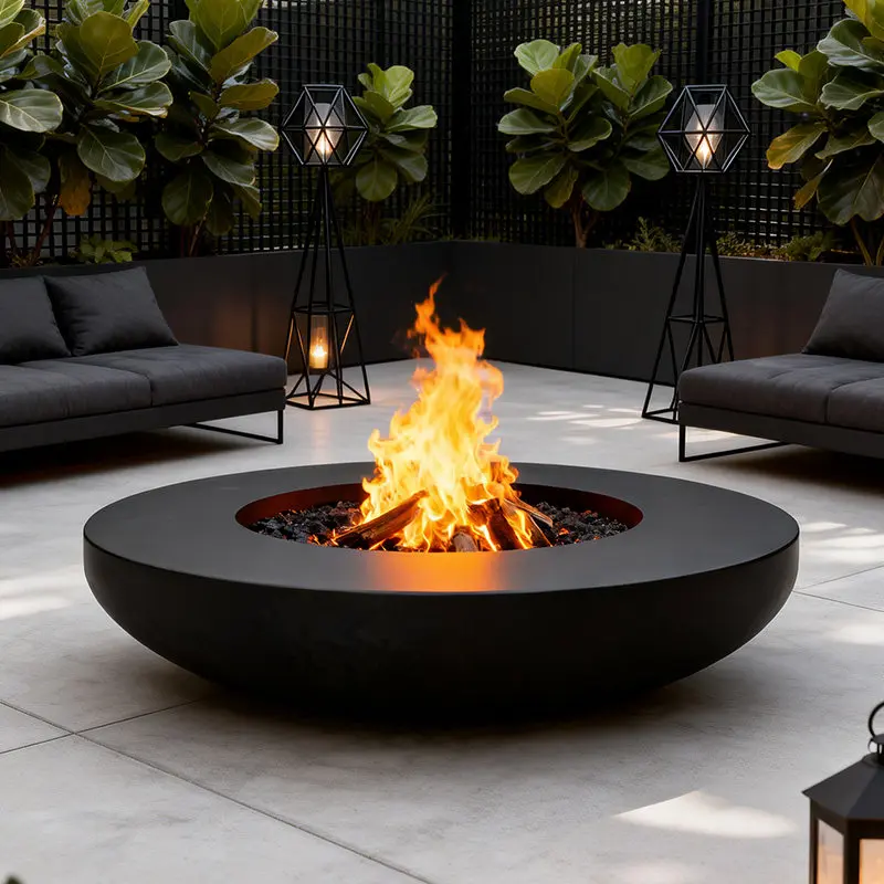 Home Outdoor BBQ Stove Firepit Garden Stone 1000mm Wood Burning/Natural Gas/Alcohol Furnace Core Fire Pit Bowl Table